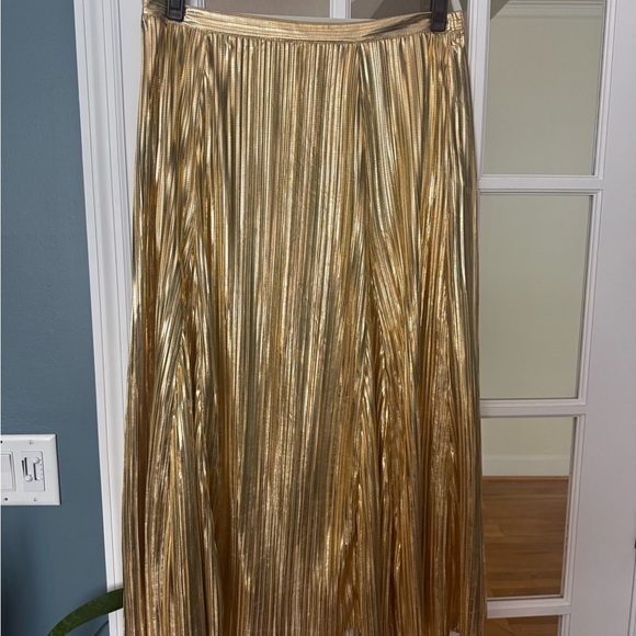 Anthropologie Metallic Gold Midi Skirt - Picture 5 of 7